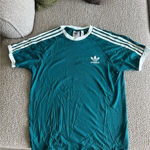 Adidas Men's Teal Striped T-Shirt